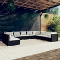 thumbnail image 1 of vidaXL 10 Piece Garden Lounge Set with Cushions Black Poly Rattan, 1 of 5