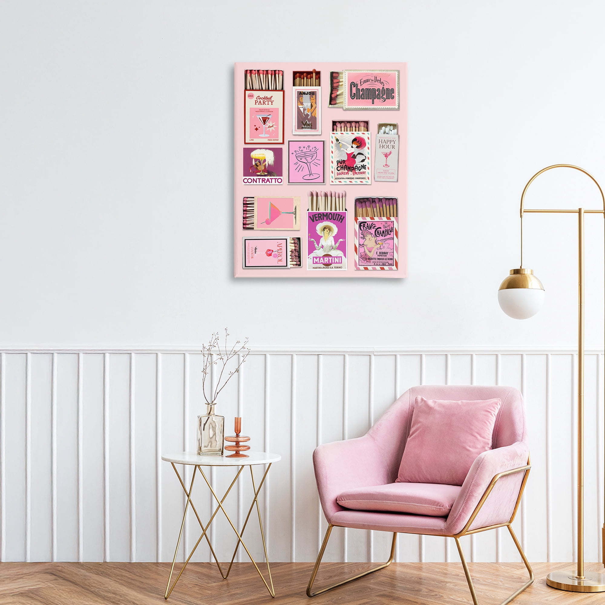Stupell Industries Champagne & Cocktail Matchboxes Canvas Wall Art, design by CAD Designs