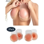 Spencer 2Pack Womens Backless Invisible Bra Strapless Reusable Self-Adhesive Bra Sticky Breast Lift Tape Nipplecovers "Flower & Round Shape"
