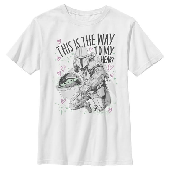 Boy's Star Wars: The Mandalorian Valentine's Day The Child Way to my Heart Graphic Tee White Large