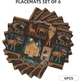 thumbnail image 3 of Rustic Lodge Bear Moose Deer Placemats Set of 6, Vintage Cabin Pine Cone Place Mats, Heat Resistant Non Slip Cotton Linen Dining Table Mats for Home Party Kitchen 12X18inch, 3 of 6