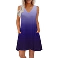 thumbnail image 1 of Vestido Corto para Mujeres Verano sin Mangas Cuello en V, Impresión de Moda con Bolsillos, Poliéster de Algodón Casual, 1 of 9