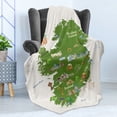 thumbnail image 4 of Ireland Map Soft Flannel Fleece Throw Blanket, Graphic Design of Cultural Irish Elements Northern Atlantic Ocean, Cozy Plush for Indoor and Outdoor Use, 70" x 90", Off White Olive Green, by Ambesonne, 4 of 5