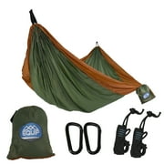 Equip Nylon Portable Travel Camping Hammock, One Person Sage Green and Rust