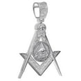 thumbnail image 3 of Real Genuine Diamond 0.60 Cwt. 20+ Grams Masonic Freemason Annuit cœptis Eye of Providence Illuminati Pendant 10K White Gold Over Charm Chain Set, 3 of 4