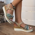 thumbnail image 5 of Mostsola Womens Sandals Peep Toe Wedge Espadrilles Casual Summer Beach Shoes Ankle Strap Heels, 5 of 8