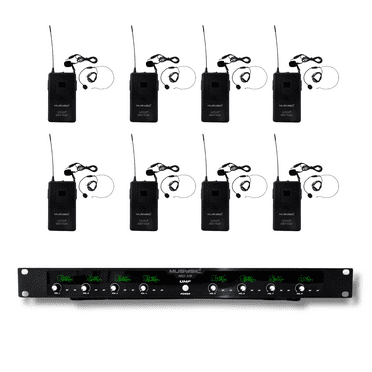 MUSYSIC Professional Wireless Microphone System 8 Channel UHF 8 Lavalier Microphones