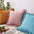 thumbnail image 3 of Nvzi Farmhouse Ruffles Throw Pillow Cover Super Soft Suede Decorative Lumbar Cushion Case Pillowcase for Sofa Couch Bed Chair Car (Yh Pink, 18"x18"), 3 of 5