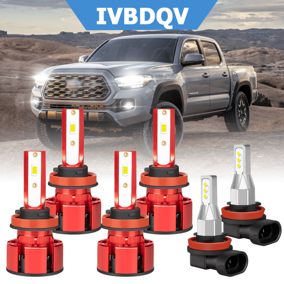 For Toyota Tacoma 2016-2020 LED Headlights Combo 6X H11 High Low Beam Fog Light Bulbs Kit 6000K White