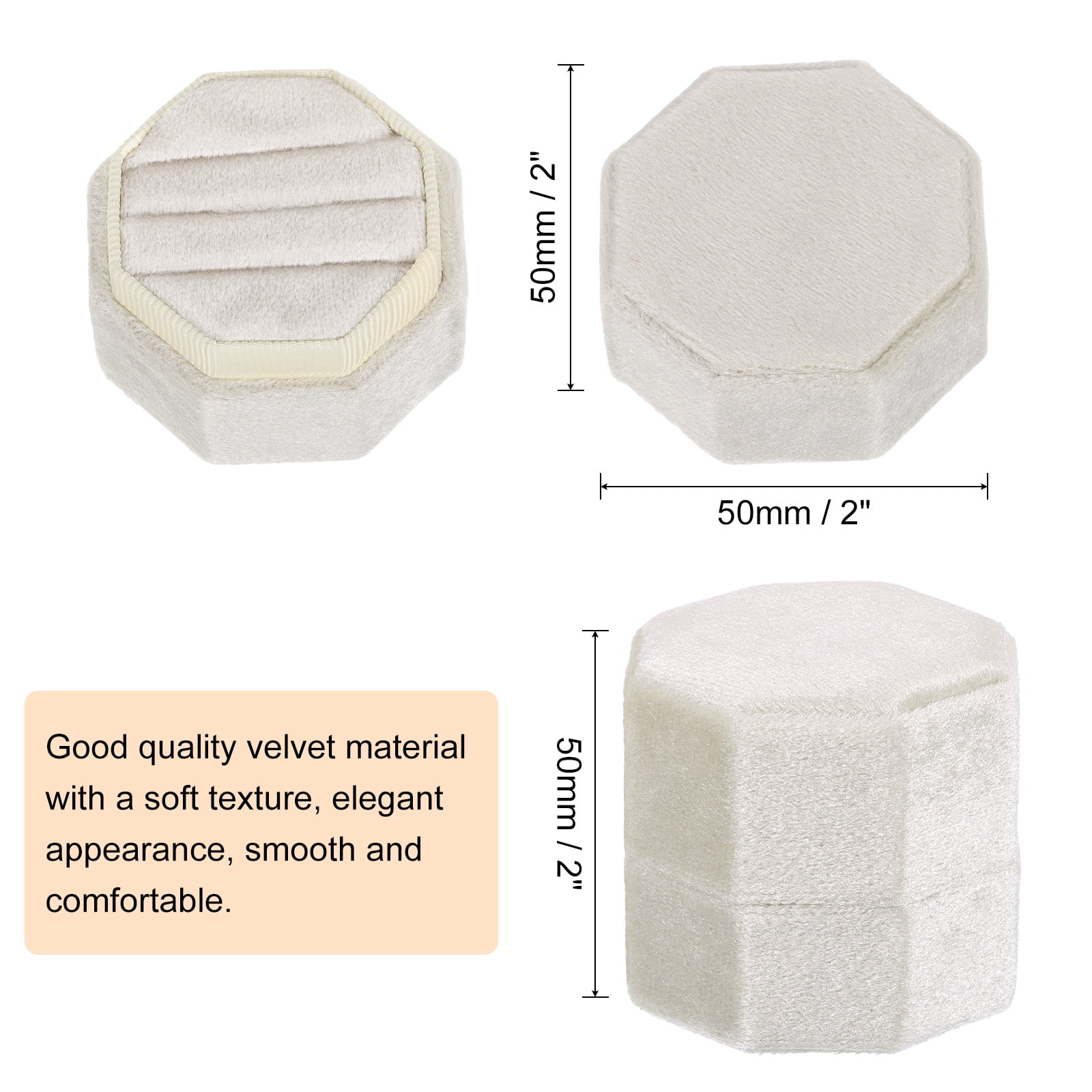 Unique Bargains Octagon Velvet Ring Box for Wedding Rings Light Yellow