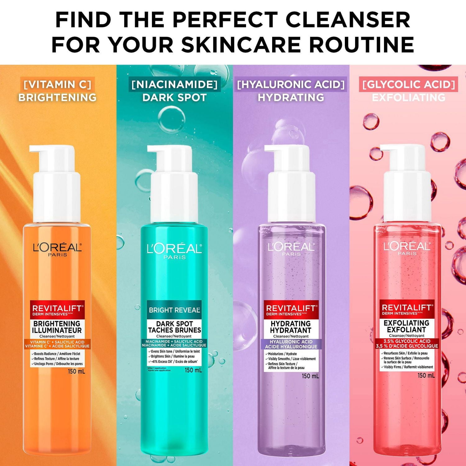 L'Oréal Paris Nettoyant Illuminant pour le visage, 150ml