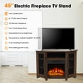 thumbnail image 5 of Farmhouse 45-Inch Electric Corner Fireplace TV Stand for TVs up to 55", Media Console Table with Adjustable Shelves, Metal Mesh Design, 5 of 12