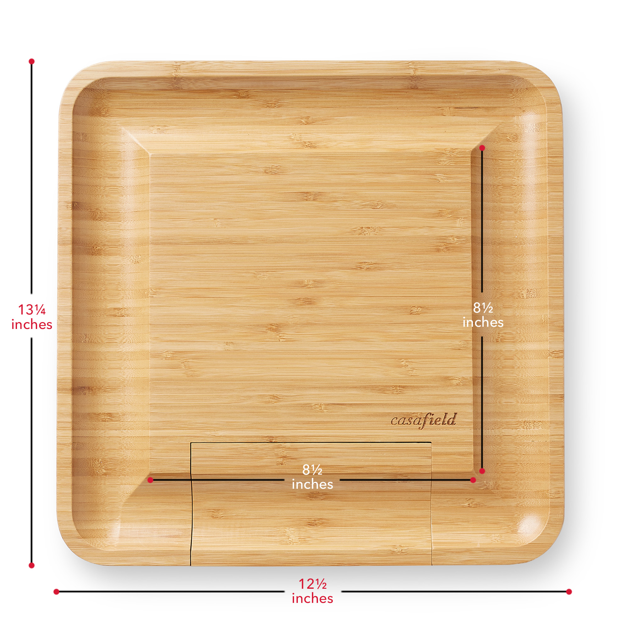 Casafield Organic Bamboo Cheese Cutting Board & Knife Gift Set - Wooden Serving Tray for Charcuterie Meat Platter, Fruit & Crackers - Slide Out Drawer with 4 Stainless Steel Knives - image 3 of 7