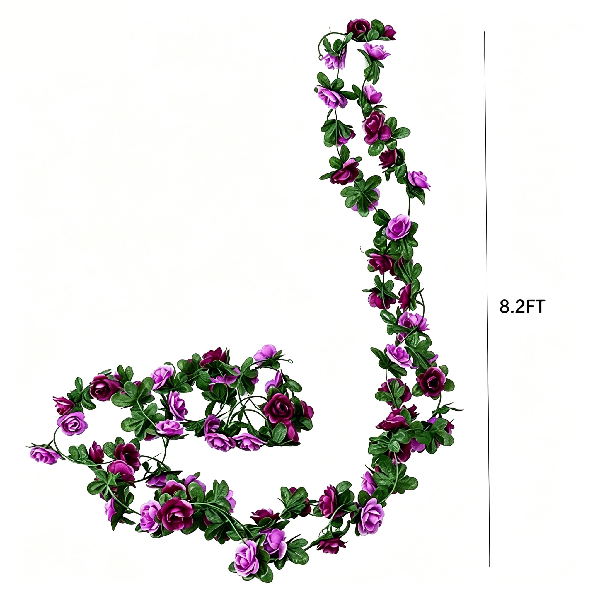 TETOU 6pcs Flower Garlands Artificial Rose Vine Flowers with Leaves 66ft Hanging Roses Vine for Room Wedding Birthday Christmas Wall Decor(Purple)