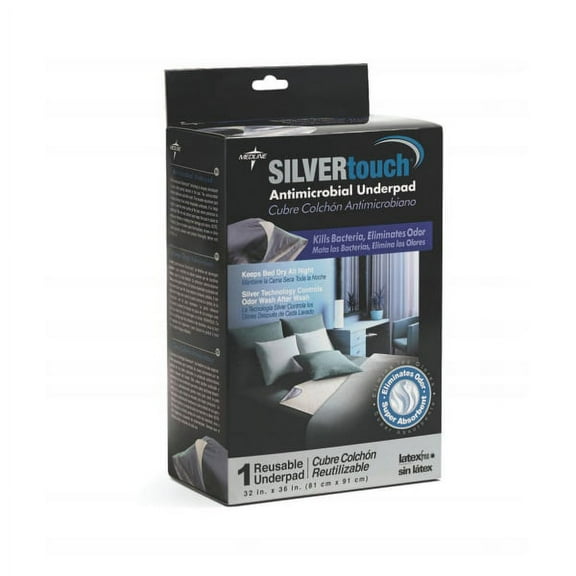 Silvertouch Underpads With Antimicrobial Protection, 36" x 32", Gray, 2 Underpads Per Pack, Case Of 3 Packs
