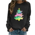 thumbnail image 6 of Xdegoge Christmas Sweatshirts for Women Crewneck Long Sleeve Tops Xmas Tree Graphic Shirts Loose Fit Christmas Tshirts Shirts for Women Graphic Plus Size Christmas T Shirts for Women, Black 2XL, 6 of 6