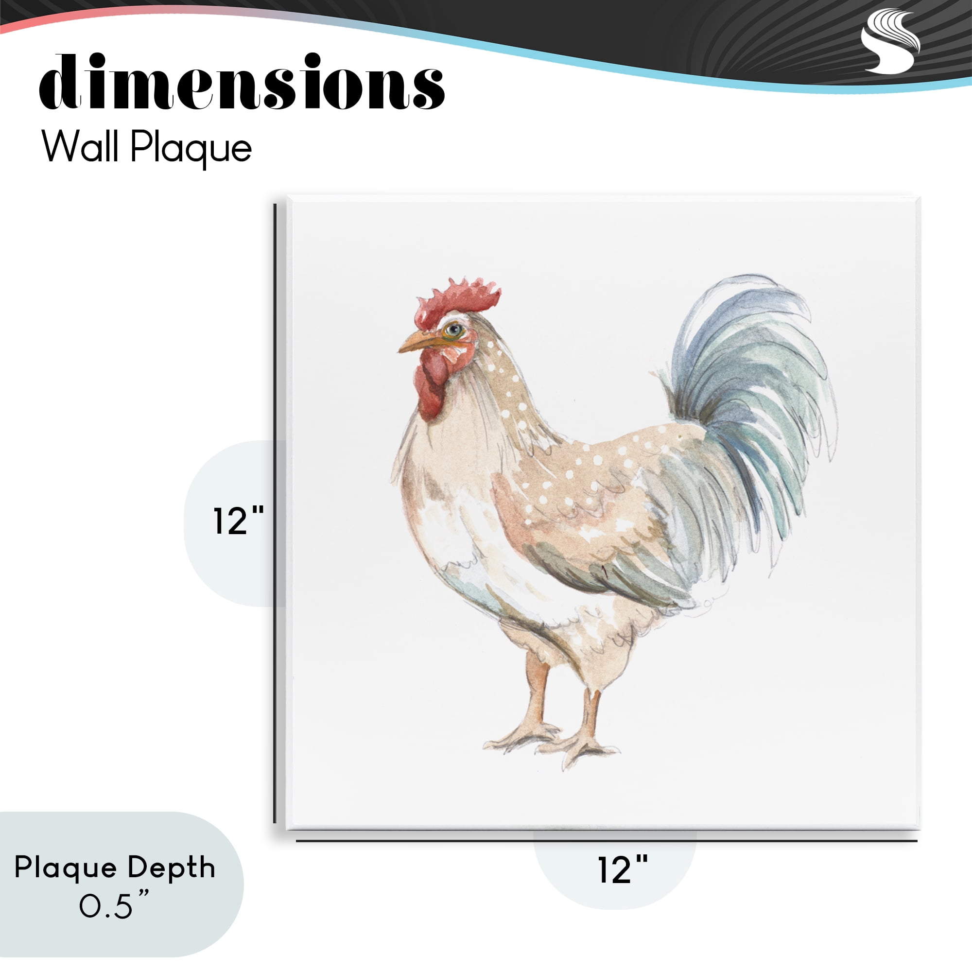Stupell Industries Watercolor Rooster Sketch Wall Plaque Art, design by Patricia Pinto