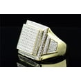 thumbnail image 3 of Mens 10K Yellow Gold Round White Diamond Big Square Face Pinky Ring Band .64 ct., 3 of 6