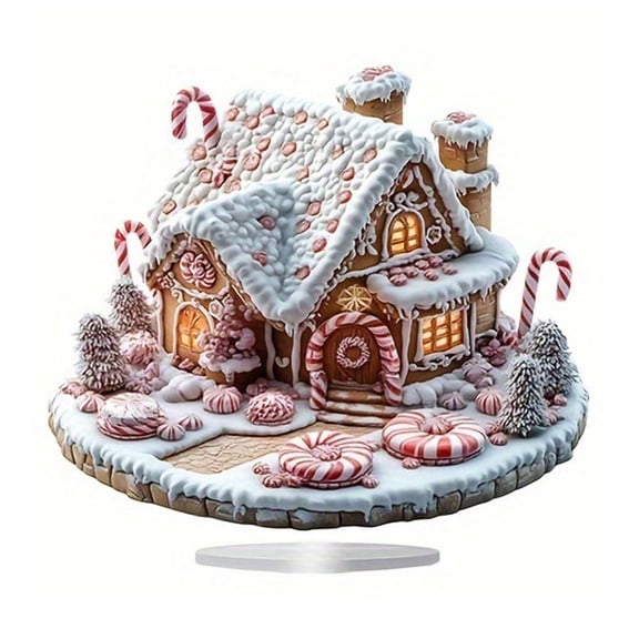JIhuahe Snowy Christmas Village House Decorations, Classic Table Centerpiece with Detailed Handcrafted Elements, 2D Acrylic Stand Figurines for Holiday Home Decor