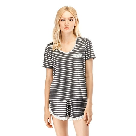 

Women s V-neck Sleepwear Short Sleeve Pajama Set