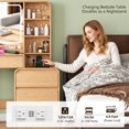 thumbnail image 5 of FANRAL Curved Wood Vanity with LED Frame Mirror,Built-in Power Outlet & 8 Drawers,Open Shelves Dressing Table with Large Storage for Bedroom,Natural Oak Vanity, 5 of 9