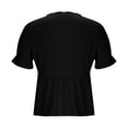 thumbnail image 4 of Womens Business Casual Tops Ruffle Short Sleeve V Neck Flowy Dressy Summer Blouses Shirts Black XL, 4 of 6