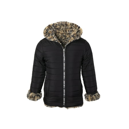 Limited Too Quilted Reversible Fur Lined Jacket (Big Girls)