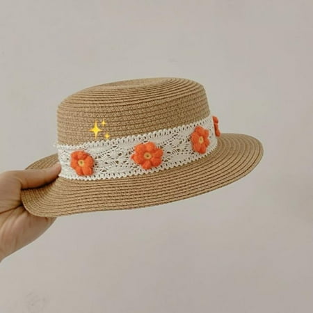 

Sweet Lace Bordered Flower Summer Sunscreen Holiday Straw Hat Fashion Trend Children s Sun Hat Accessories