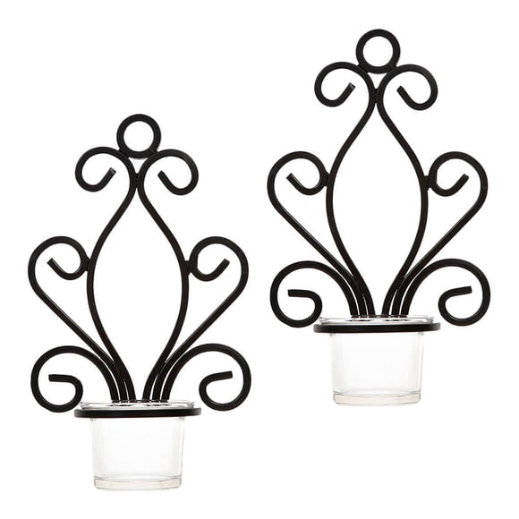 2 Unids Portavelas en apariencia Curva para Adornos , Salón, Hotel, candeliere Colgante de Hierro, Artístico