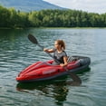 thumbnail image 2 of Inflatable Kayak 1 Person Adult Canoe with Adjustable Seat, Aluminum Oars & Hand Pump, Red, 2 of 6
