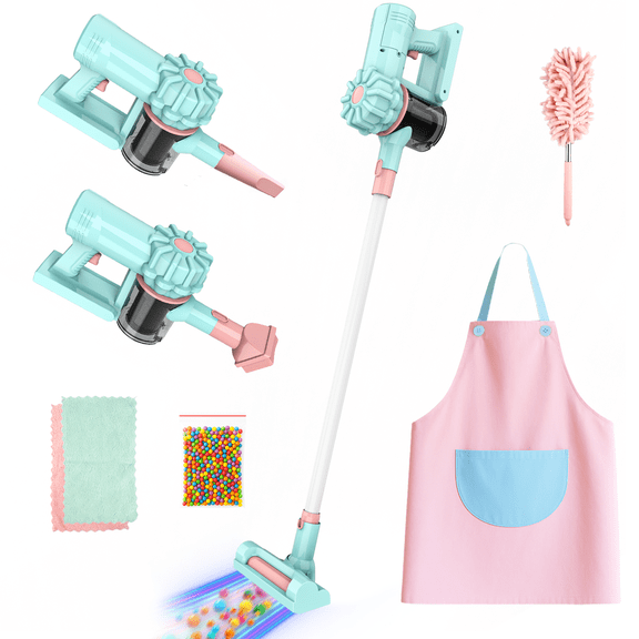YCFUN Toy Vacuum Cleaner for Kids, Kids Cleaning Set with Suction, Sounds and 3 Cleaning Heads, Toddler Cleaning Toys for Boys Girls