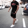 thumbnail image 5 of Afdoent Mens 2 Piece Sets T Shirt Men's Large Summer Short Sleeved T Shirt And Shorts Suit Men's Casual Fashion Theme Suit Retro Beach Vacation Outfits, 5 of 6
