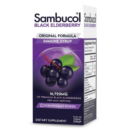 Sambucol Black Sambucus Elderberry Syrup, Immune Support, Liquid Syrup for Kids and Adults, 7.8 Oz