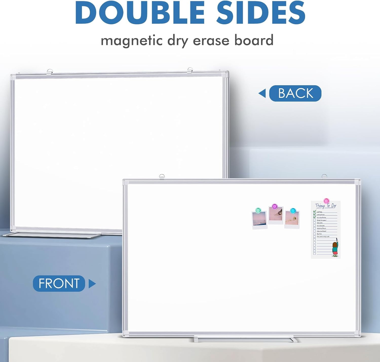 Double Sided White Board Dry Erase, 20 x 30 inch Magnetic Dry Erase Board Whiteboard for Wall, Aluminum Frame Wall-Mounted or Hanging Whiteboard Marker Board Writing Board