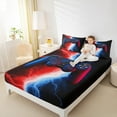 thumbnail image 4 of jejeloiu 3D Console Lovers Full Size Sheets,Modern Video Game Bed Sheets,Red Blue Lightning Sheet Sets For Boy,Super Cozy Room Decor,4 Pieces, 4 of 7