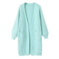 thumbnail image 4 of DHFJKG Women Knit Long Cardigan Sweater Knee-Length Solid Color Open Front Long Sleeve Drop Shoulder With Pocket Coat Fall Winter Soft Trendy Coat, 4 of 4