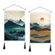 thumbnail image 1 of Tapiz de montaña de 2 piezas con borlas, tapiz de bosque brumoso, arte de pared Afortunado Sencillez, 1 of 4