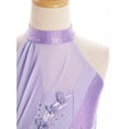 thumbnail image 5 of TSSOE Girls Lyrical Dance Dress Latin Ballet Jazz Leotard Gown Halter Sleeveless Applique Costume Irregular Tutu Skirt Light Purple 10, 5 of 7