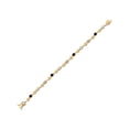 thumbnail image 2 of Gem Stone King 18K Yellow Gold Plated Silver Sky Blue Aquamarine and Black Onyx and White Lab Grown Diamond Bracelet for Women (2.15 Cttw, Gemstone March Birthstone, Round 4MM, 6.5 inch), 2 of 6