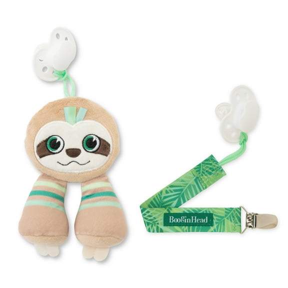 BooginHead Universal Pacifier Holder Stuffed Animal, Infant Toddler Boys and Girls, Sloth
