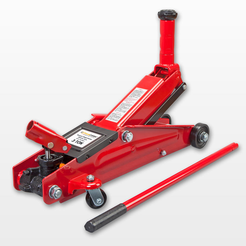 Hydraulic Trolley Floor Jack With Piston Quick Lift Pump, Ton (6,000 lb)  Capacity, Red