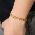 thumbnail image 2 of 10mm gold Thick Gold Chain Men's Bracelet Link Gold Chain Bracelet, 2 of 4