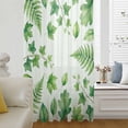 thumbnail image 4 of Spring Botanical Sheer Curtains 54" Long, Green Ivy Ferns Oak Leaves Light Blue Light Filering Curtains, Breathable Simi Curtain Privacy Drapes for Kitchen Bathroom Nursery Small Window Treatment, 4 of 6