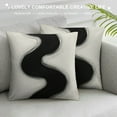 thumbnail image 3 of JEUXUS Short Plush Pillowcase (Universal 1) - Two Tone Minimum Dark Brush Strokes for Landscape Abstraction Square White, 3 of 5