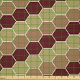thumbnail image 2 of Ambesonne Khaki Fabric by the Yard Microfiber, Tricolor Design Hexagons Art, 3 Yards, Maroon Khaki, 2 of 2