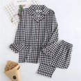 thumbnail image 4 of Cárdigan de manga larga de franela cepillada de algodón para mujer, ropa a cuadros con pantalón largo, conjuntos de dos piezas para mujer, Otoño e Invierno, 4 of 4