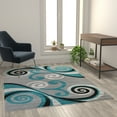 thumbnail image 6 of Flash Furniture Raven Rectangular Contemporary Grey, Turquoise Area Rug, 5' x 7', 6 of 7