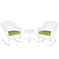 thumbnail image 2 of Jeco 3pc Rocker Wicker Chair Set in White with Green Cushion, 2 of 12
