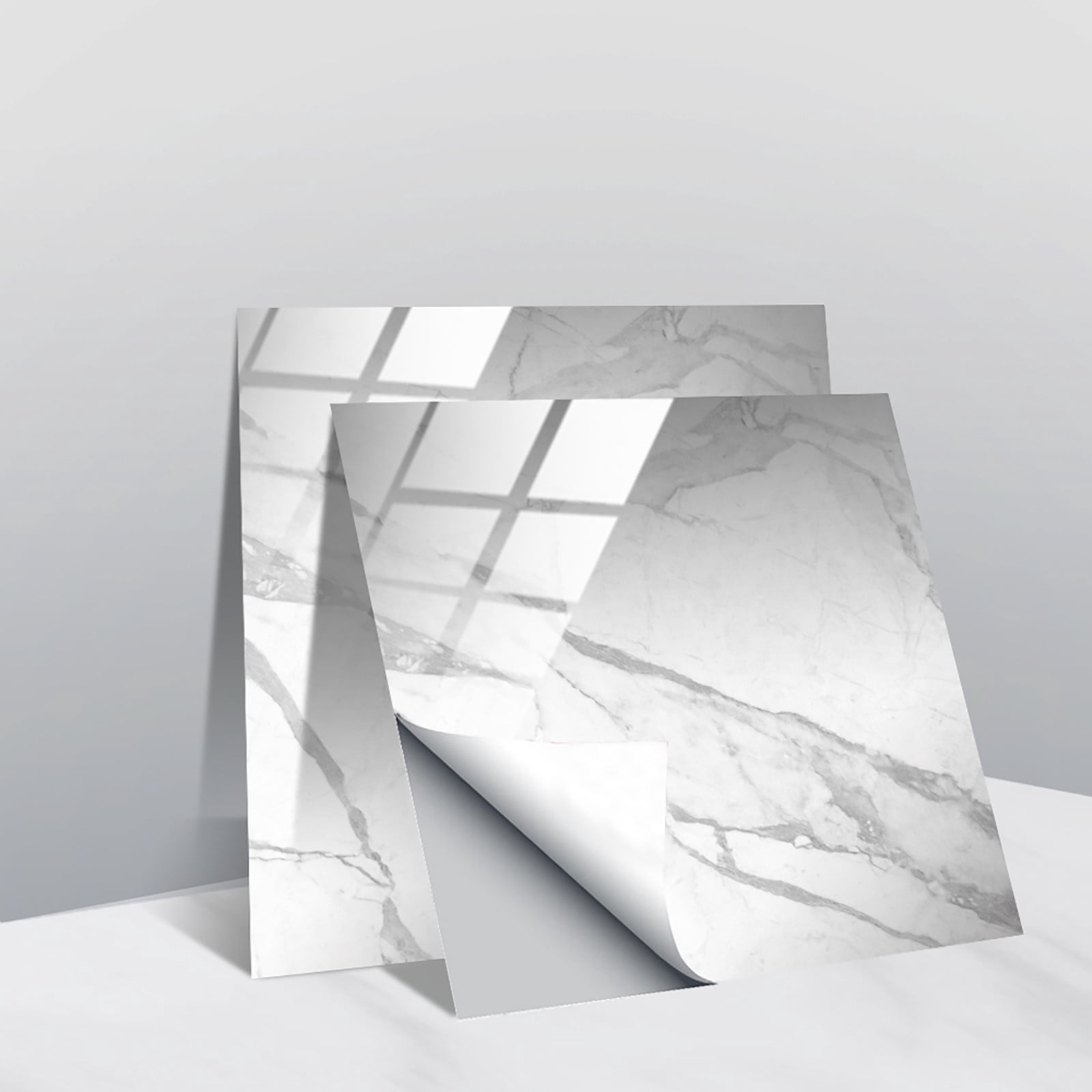 Yeetfub 10 Sheet Peel and Stick Backsplash Tile for Kitchen Marble Self Adhesive Wall Tiles Back Splashes Peel and Stick for Kitchen Wall for Kitchen Bathroom Fireplace Laundry Room 8"x8" White
