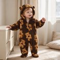 thumbnail image 5 of Maqroz Animal Print Boys Girls Fleece Jumpsuit Long Sleeve Hooded Romper Cute Cubby Graphic Loungewear with Zip, 5 of 8